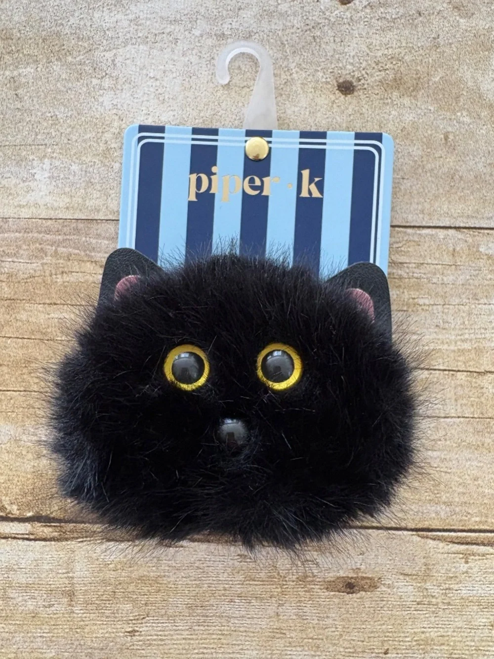 Piper K Black Kitty Cat Hair Clip Brand New on Card